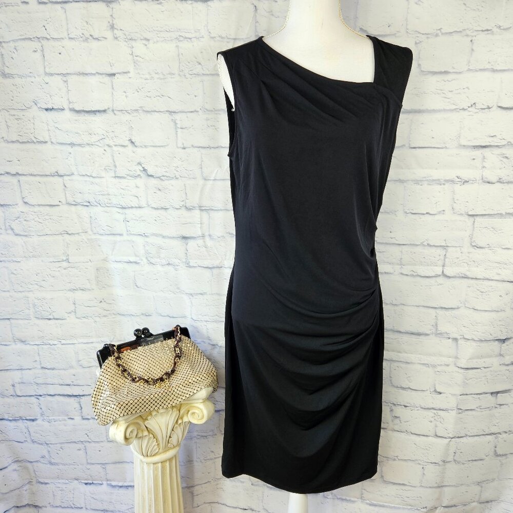 NWT The Limited Size L Black Sleeveless Side Gathered Sheath Dress Stretch $89